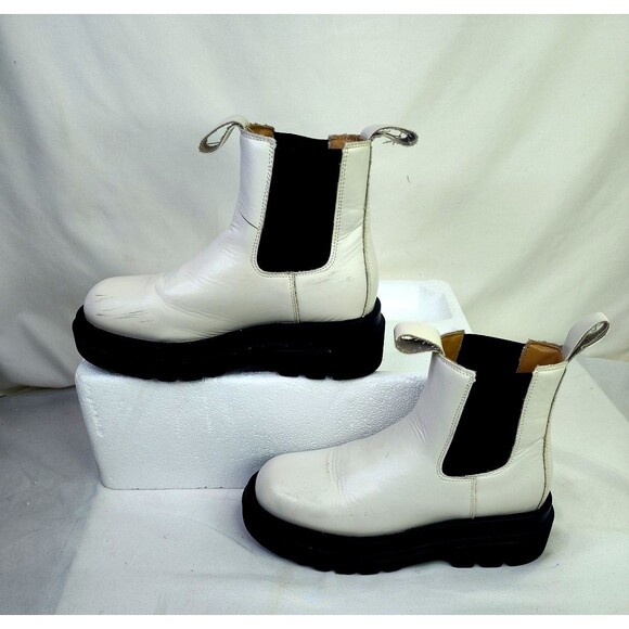 Women White Chunky Chelsea Ankle Boots Platform Street wear Bill 1 Size 10 - Picture 2 of 9